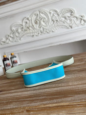 MINI NEO 17 EVELYNE BAG IN SKY BLUE CANVAS AND WHITE CALFSKIN