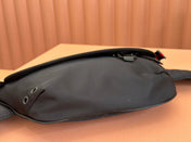 LARGE BELT BAG 32 IN BLACK CANVAS GREEN AND RED WEB DETAIL