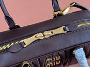 ARCADIE MATELASSÉ BAG 27 IN CONGO BROWN CALFSKIN GOLD HARDWARE
