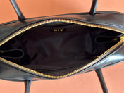 BEAU TOP HANDLE BAG 29 IN BLACK GLOSSY CALFSKIN