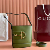 73 SMALL BUCKET BAG 20 IN GREEN SMOOTH CALFSKIN