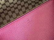 MEDIUM TOTISSIMA REVERSIBLE TOTE BAG 30 IN ROSSO ANCORA RED CALFSKIN BEIGE AND BROWN GG CANVAS ON SIDE