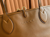 MEDIUM TOTISSIMA REVERSIBLE TOTE BAG 30 IN BROWN CALFSKIN BEIGE AND BROWN GG CANVAS ON SIDE