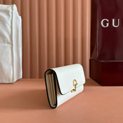 SOFTBIT CONTINENTAL WALLET 19 IN WHITE GRAINY CALFSKIN GOLD HARDWARE
