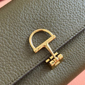 SOFTBIT CONTINENTAL WALLET 19 IN GREEN GRAINY CALFSKIN GOLD HARDWARE
