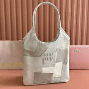 IVY TOTE BAG 60 IN CHALK WHITE PATCHWORK CALFSKIN