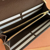 OPHIDIA WALLET ON CHAIN 19 IN BEIGE AND DARK BROWN COATED FABRIC AND CALFSKIN