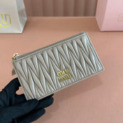 MATELASSÉ LEATHER ENVELOPE WALLET TAUPE GRAY