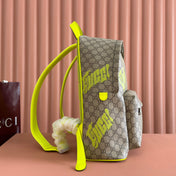 GUCCI MEDIUM BACKPACK WITH PRINT 41 LIME GREEN IN CALFSKIN