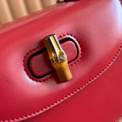 GUCCI BAMBOO MINI BAG 21 RED IN CALFSKIN