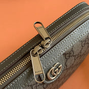 GUCCI OPHIDIA SMALL CROSSBODY BAG 24 GREY AND BLACK MONOGRAM CANVAS