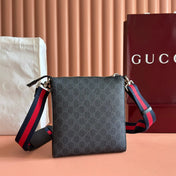 GG SUPREME MESSENGER BAG 23 IN BLACK COATED CANVAS
