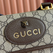 GUCCI NEO VINTAGE TIGER HEAD CROSSBODY BAG 22 IN CANVAS BROWN LEATHER TRIM