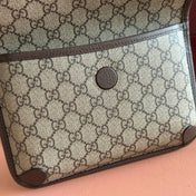 GUCCI NEO VINTAGE TIGER HEAD CROSSBODY BAG 24 IN CANVAS BROWN LEATHER TRIM