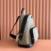 EMBOSSED BACKPACK 40 IN BEIGE AND DARK BROWN CALFSKIN