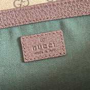 GUCCI 25S OPHIDIA SMALL SHOULDER BAG 24 CM IN BEIGE AND BROWN CALFSKIN