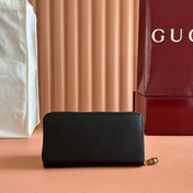 GG 25S MARMONT WALLET 19 IN BLACK CALFSKIN GOLD HARDWARE