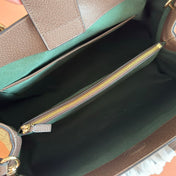 GUCCI 26S OPHIDIA HANDBAG 39 IN BROWN AND DARK BEIGE CANVAS