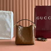 GUCCI 26S HAND BAG 19 IN BROWN CALFSKIN WITH MONOGRAM PATTERN