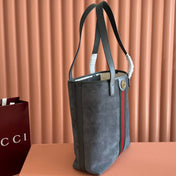 GUCCI 25S OPHIDIA MEDIUM TOTE 36 CM IN GREY SUEDE