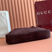 GUCCI 25S JACKIE GIORNO 44 CM IN DARK CHOCOLATE BROWN SUEDE