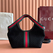 GUCCI 25S GIGLIO LARGE TOTE BAG 25 CM IN BLACK CANVAS