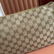 GUCCI 26S SHOULDER BAG 31 IN WARM BEIGE AND BROWN CANVAS