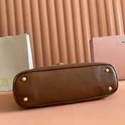 MIUMIU 26S BORSA AVENTURE BAG 30 IN TAN BROWN CALFSKIN GOLD HARDWARE