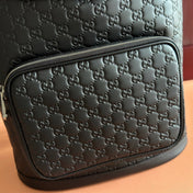 GUCCI 26S GG EMBLEM BACKPACK 44 IN BLACK EMBOSSED CALFSKIN