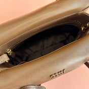 MIUMIU 26S SOLITAIRE BAG 28 IN DARK BROWN CALFSKIN GOLD HARDWARE
