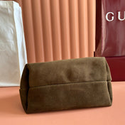 GUCCI 26S SOFTBIT SHOULDER BAG 27 IN DARK BROWN SUEDE