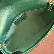 GUCCI 26S GG MARMONT BAG 16 IN METALLIC PALE GREEN LAMBSKIN