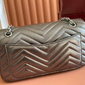 GUCCI 26S GG MARMONT BAG 26 IN WARM GRAY BROWN LAMBSKIN