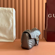 GUCCI 26S GG MARMONT BAG 26 IN WARM GRAY BROWN LAMBSKIN