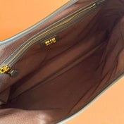 MIUMIU 26S IVY 40 TOTE IN IN CHOCOLATE BROWN CANVAS AND BLACK CALFSKIN