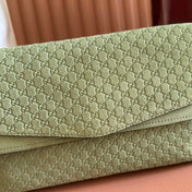 GUCCI 26S SHOULDER BAG 28 IN SAGE GREEN EMBOSSED SUEDE