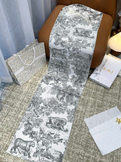 SCARF 220 CM IN WHITE MIX LIGHT GRAY MONOGRAM CASHMERE AND WOOL 413657