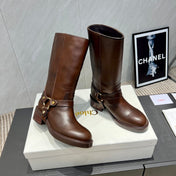 CHLOÉ 26S KNEE-HIGH BOOTS IN DARK BROWN CALFSKIN