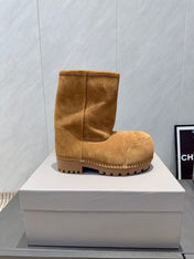 BALENCIAGA 25S LOW ANKLE BOOTS PLATFORM HEEL IN BROWN SUEDE STYLE 7