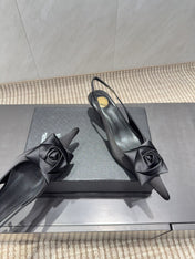 YSL 26S HEELED SLINGBACKS 50 MM IN BLACK FABRIC