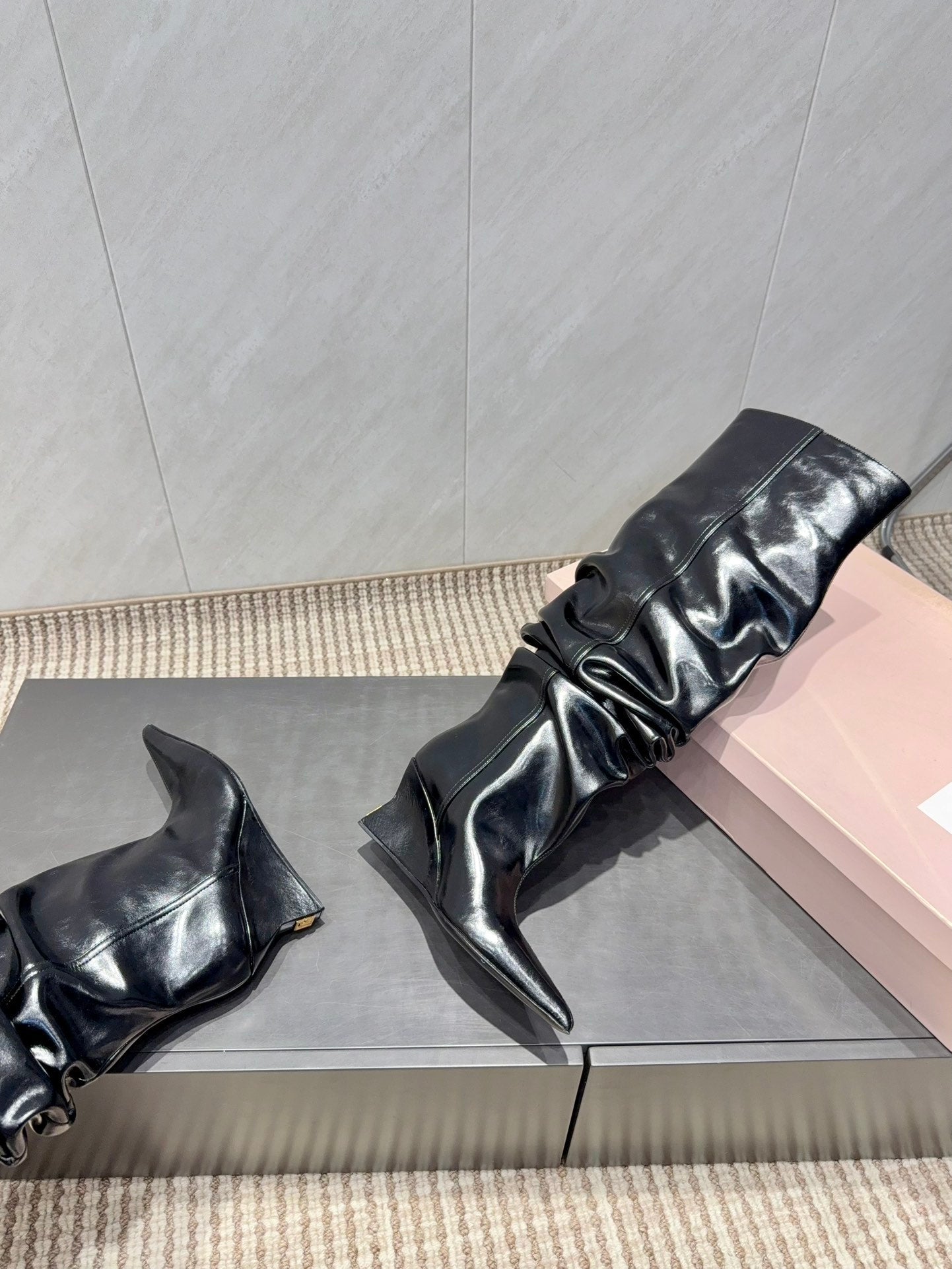 BALMAIN 26S KNEE-HIGH BOOTS 75 MM IN BLACK CALFSKIN