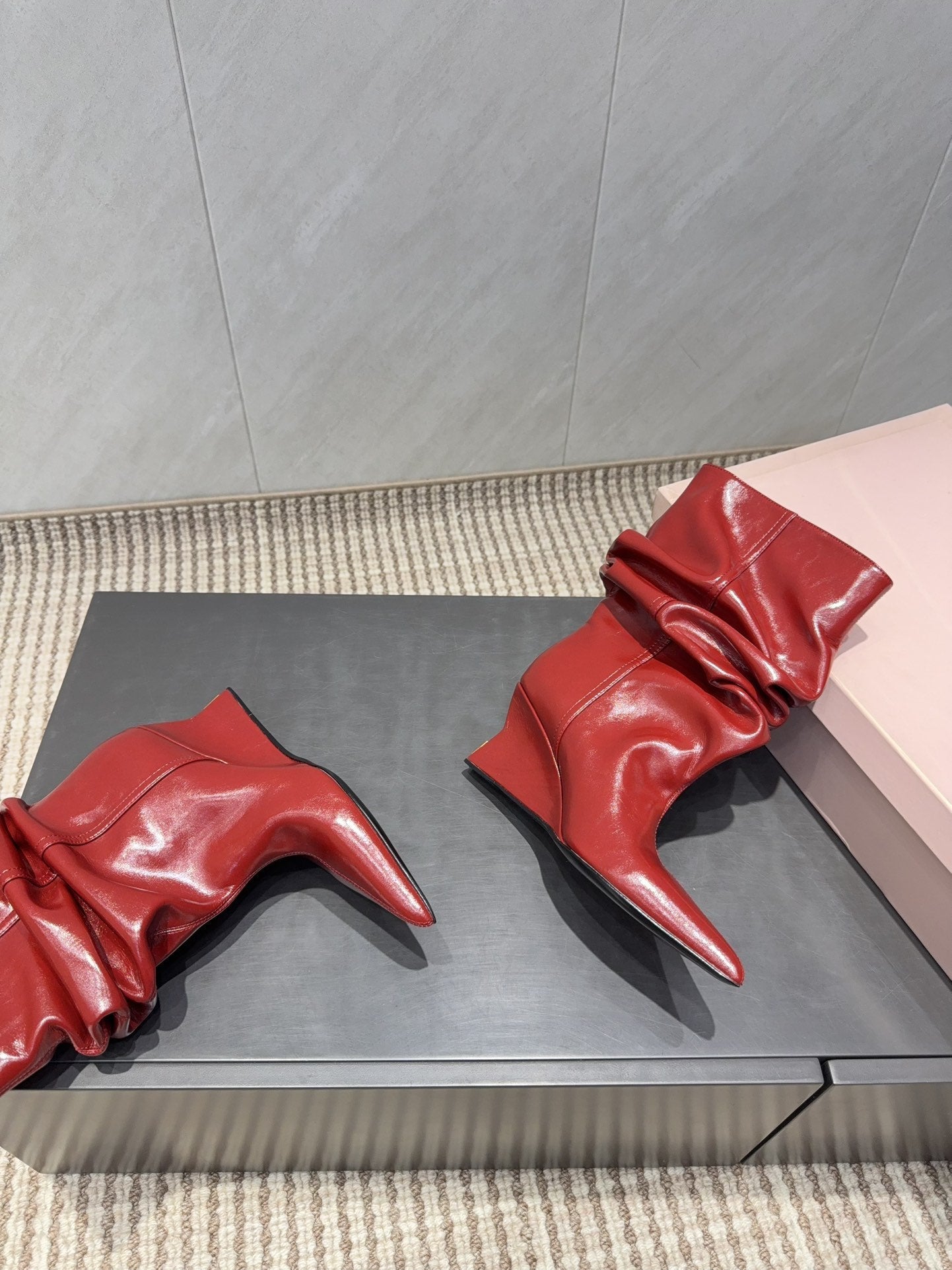 BALMAIN 26S BOOT 75 MM IN RED CALFSKIN