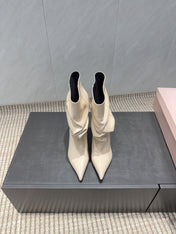BALMAIN 26S BOOT 75 MM IN LIGHT BEIGE CALFSKIN
