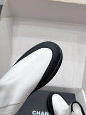 CHANEL 26S ZIPPER BOOTS IN WHITE MIX BLACK FABRIC AND LAMBSKIN
