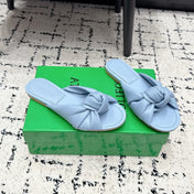 BOTTEGA VENETA 26S TWIST-STRAP SANDALS IN SKY BLUE LAMBSKIN