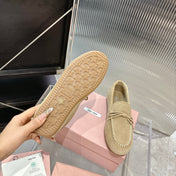 MIUMIU 26S LOAFERS IN LIGHT BROWN SUEDE WITH BOW