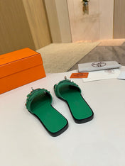 HM 26S GIULIA SANDAL IN GREEN SUEDE AND CALFSKIN SILVER HARDWARE