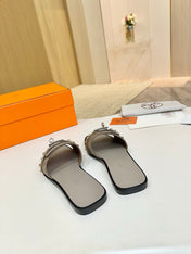 HM 26S GIULIA SANDAL IN GREY SUEDE AND CALFSKIN SILVER HARDWAREC