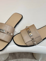 HM 26S GIULIA SANDAL IN LIGHT BROWN CALFSKIN SILVER HARDWARE