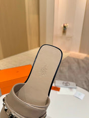 HM 26S GIULIA SANDAL IN LIGHT BROWN CALFSKIN SILVER HARDWARE